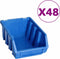 vidaXL - 128-delige - Opslagbakkenset - met - wandpanelen - blauw - en - zwart
