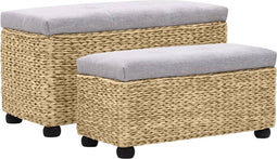 vidaXL - 2-delig - Bankstel - zeegras - grijs