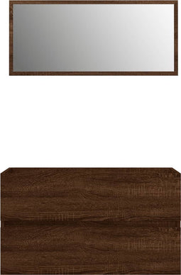 vidaXL - 2-delige - Badkamermeubelset - bewerkt - hout - bruin - eikenkleur