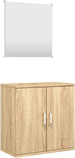 vidaXL - 2-delige - Badkamermeubelset - bewerkt - hout - eikenkleurig