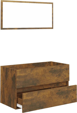 vidaXL - 2-delige - Badkamermeubelset - bewerkt - hout - gerookt - eikenkleurig