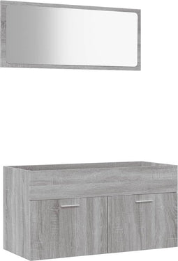 vidaXL - 2-delige - Badkamermeubelset - bewerkt - hout - grijs - sonoma - eikenkleur