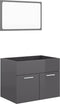 vidaXL - 2-delige - Badkamermeubelset - bewerkt - hout - hoogglans - grijs
