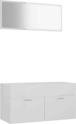 vidaXL - 2-delige - Badkamermeubelset - bewerkt - hout - hoogglans - wit