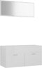 vidaXL - 2-delige - Badkamermeubelset - bewerkt - hout - hoogglans - wit