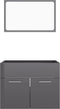 vidaXL - 2-delige - Badkamermeubelset - bewerkt - hout - hoogglans - grijs