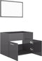 vidaXL - 2-delige - Badkamermeubelset - bewerkt - hout - hoogglans - grijs