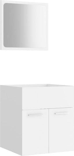 vidaXL - 2-delige - Badkamermeubelset - bewerkt - hout - wit