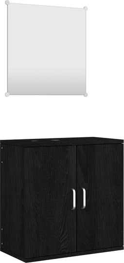 vidaXL - 2-delige - Badkamermeubelset - bewerkt - hout - zwart