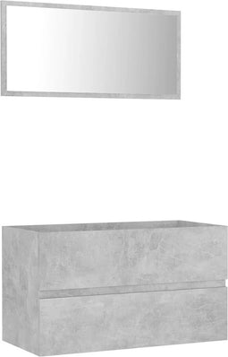 vidaXL - 2-delige - Badkamermeubelset - spaanplaat - betongrijs