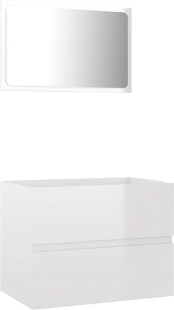 vidaXL - 2-delige - Badkamermeubelset - spaanplaat - hoogglans - wit