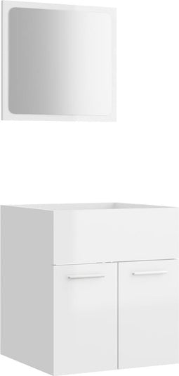 vidaXL - 2-delige - Badkamermeubelset - spaanplaat - hoogglans - wit