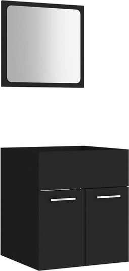 vidaXL - 2-delige - Badkamermeubelset - spaanplaat - zwart