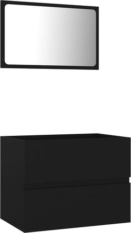 vidaXL - 2-delige - Badkamermeubelset - spaanplaat - zwart