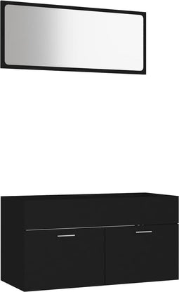 vidaXL - 2-delige - Badkamermeubelset - spaanplaat - zwart