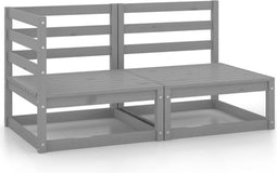 vidaXL - 2-delige - Loungeset - massief - grenenhout - grijs
