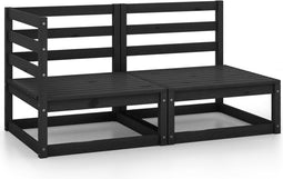 vidaXL - 2-delige - Loungeset - massief - grenenhout - zwart
