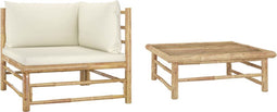 vidaXL - 2-delige - Loungeset - met - crèmewitte - kussens - bamboe