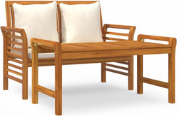 vidaXL - 2-delige - Loungeset - met - crèmewitte - kussens - massief - hout