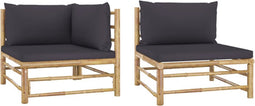 vidaXL - 2-delige - Loungeset - met - donkergrijze - kussens - bamboe