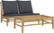vidaXL - 2-delige - Loungeset - met - kussens - bamboe - donkergrijs