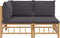 vidaXL - 2-delige - Loungeset - met - kussens - bamboe - donkergrijs