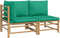 vidaXL - 2-delige - Loungeset - met - kussens - bamboe - groen