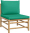 vidaXL - 2-delige - Loungeset - met - kussens - bamboe - groen