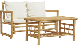 vidaXL - 2-delige - Loungeset - met - kussens - bamboe