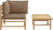 vidaXL - 2-delige - Loungeset - met - kussens - bamboe - taupe