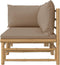 vidaXL - 2-delige - Loungeset - met - kussens - bamboe - taupe