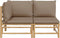 vidaXL - 2-delige - Loungeset - met - kussens - bamboe - taupe