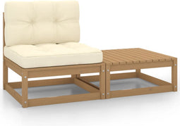 vidaXL - 2-delige - Loungeset - met - kussens - grenenhout - honingbruin