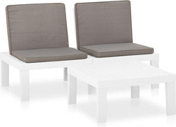 vidaXL - 2-delige - Loungeset - met - kussens - kunststof - wit