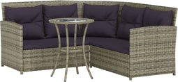 vidaXL - 2-delige - Loungeset - met - kussens - L-vormig - poly - rattan - grijs