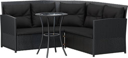 vidaXL - 2-delige - Loungeset - met - kussens - L-vormig - poly - rattan - zwart