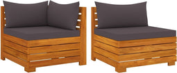 vidaXL - 2-delige - Loungeset - met - kussens - massief - acaciahout