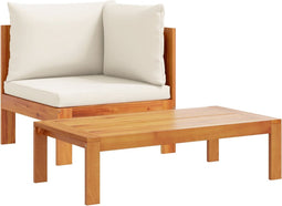 vidaXL - 2-delige - Loungeset - met - kussens - massief - acaciahout