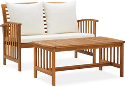 vidaXL - 2-delige - Loungeset - met - kussens - massief - acaciahout