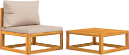 vidaXL - 2-delige - Loungeset - met - kussens - massief - acaciahout
