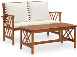 vidaXL - 2-delige - Loungeset - met - kussens - massief - acaciahout