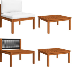 vidaXL - 2-delige - Loungeset - met - kussens - massief - acaciahout