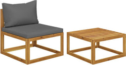 vidaXL - 2-delige - Loungeset - met - kussens - massief - acaciahout