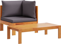 vidaXL - 2-delige - Loungeset - met - kussens - massief - acaciahout
