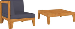 vidaXL - 2-delige - Loungeset - met - kussens - massief - acaciahout