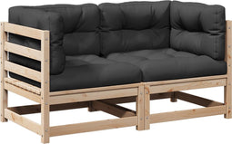 vidaXL - 2-delige - Loungeset - met - kussens - massief - grenenhout