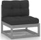 vidaXL - 2-delige - Loungeset - met - kussens - massief - grenenhout - grijs
