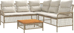 vidaXL - 2-delige - Loungeset - met - kussens - poly - rattan - beige