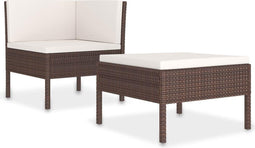 vidaXL - 2-delige - Loungeset - met - kussens - poly - rattan - bruin