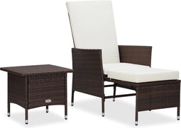 vidaXL - 2-delige - Loungeset - met - kussens - poly - rattan - bruin